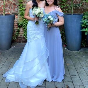 Birdy Grey Spencer Strapless chiffon Dress in color Silver